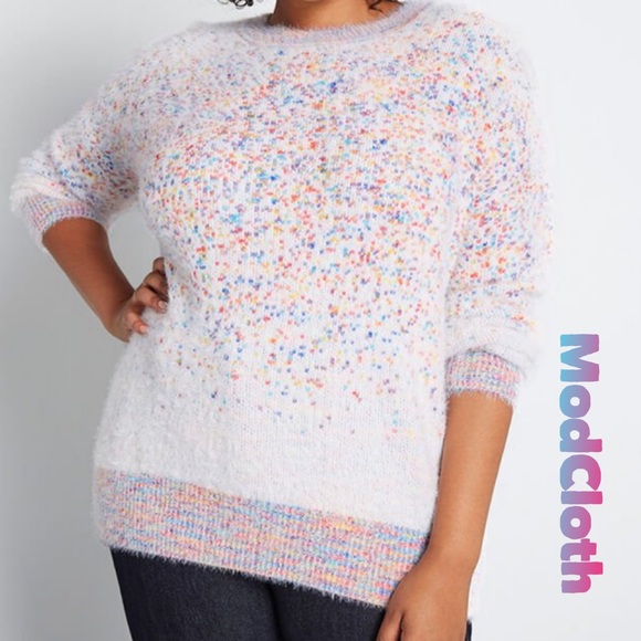 Modcloth Oversized Fuzzy Rainbow 